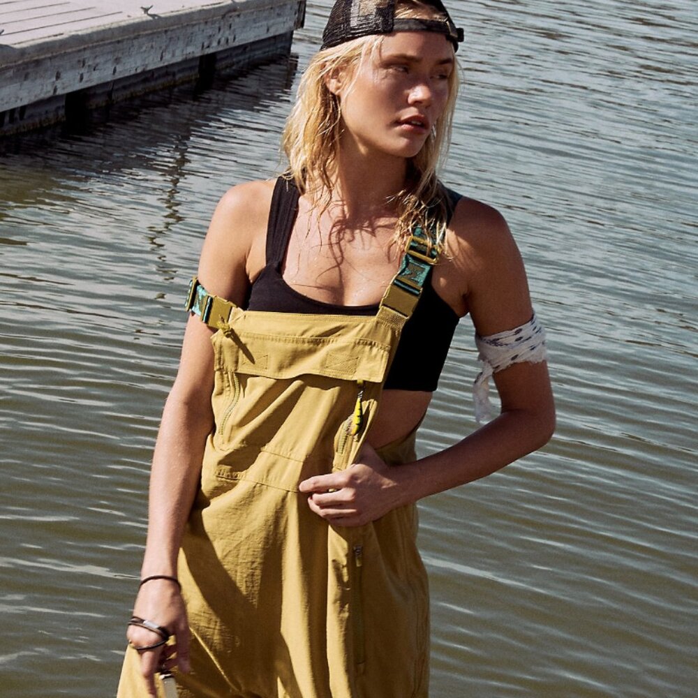 Free People | Hit the Hills Overalls | Dusted Military, Small